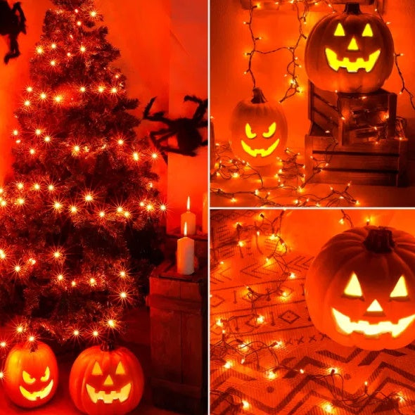 300 LED Halloween Mini String Lights, 99ft Orange Fairy Lights