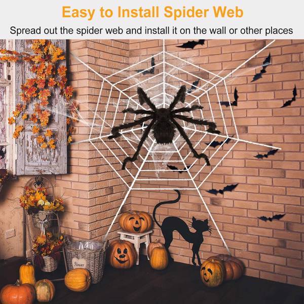 Halloween Decorated Spider Web with Giant Spider