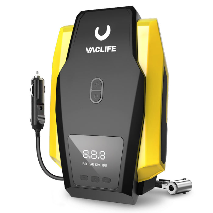 VacLife 12V Portable Air Compressor – Digital Tire Inflator with LED Light for Cars, Bikes & Inflatables