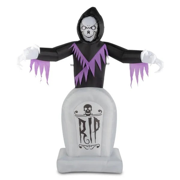 8ft Garden 3pcs LED String Lights Grim Reaper And Grave Inflatable Halloween Decoration