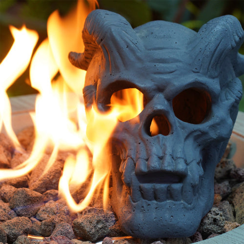 Fireproof Skull Gas Log Halloween Decor