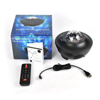 USB Starlight Music Projector – 360° Rotating LED Starry Sky with Bluetooth & Remote Control
