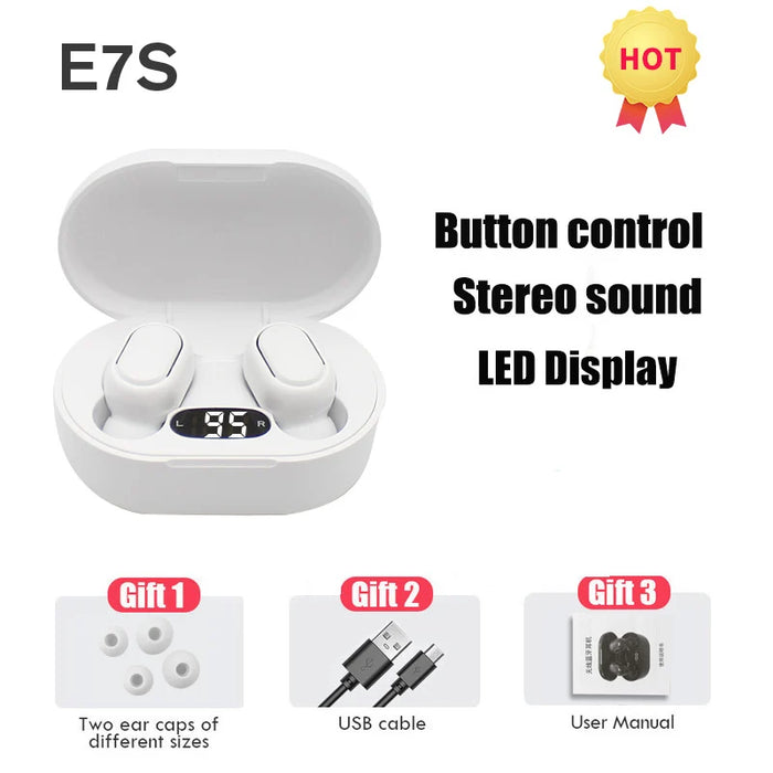 E7S TWS Bluetooth Earphones – Waterproof Sports Earbuds with Noise Cancellation
