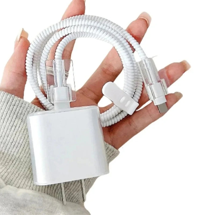 Durable Anti-Bite Cable Protector for iPhone – Transparent Charger Cord Winder for 18W & 20W Fast Charging Cables