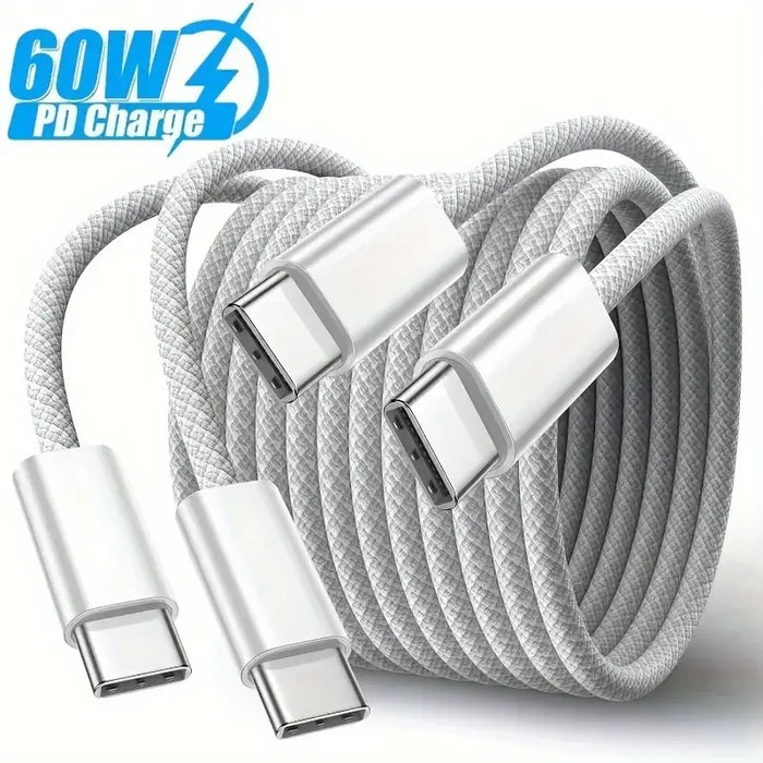60W USB-C to USB-C Fast Charging Cable – High-Speed PD Cable for iPhone 15 Pro Max, Samsung, Xiaomi, Huawei, OnePlus, Huawei