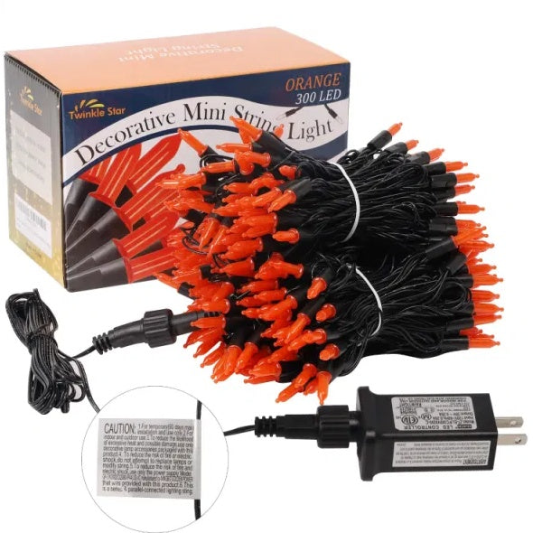 300 LED Halloween Mini String Lights, 99ft Orange Fairy Lights