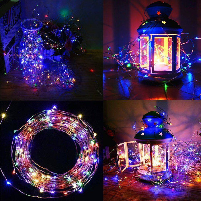 Set of 2 66ft Solar Fairy String Lights, 200 LED Copper Wire, Colorful