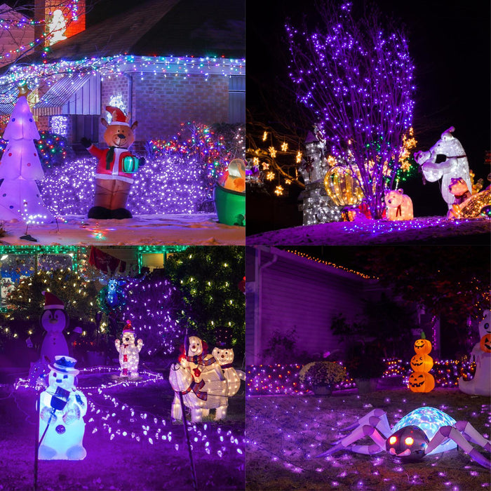 200pcs 66ft Halloween Fairy String Lights 8 Lighting Modes Mini Plug-in String Lights Indoor And Outdoor Christmas Garden Wedding Party Decoration Purple