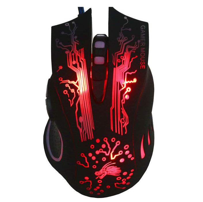 Wired Gaming Mouse 5500DPI – 7-Button RGB LED USB Optical Mouse