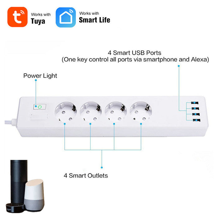 Tuya Smart WiFi Power Strip – Alexa & App-Controlled Surge Protector