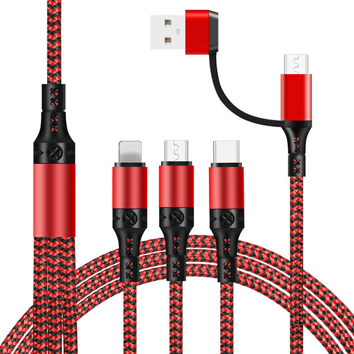 5-in-1 Fast Charging Braided Data Cable – Multi-Device USB Type-C Charger (3A Max, 1.2M)