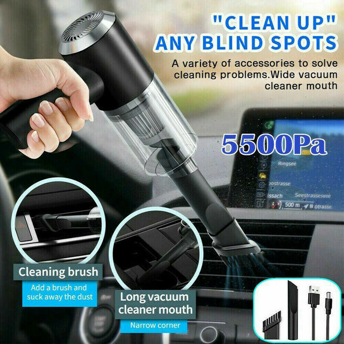 High-Power Cordless Portable Car Vacuum Cleaner Rechargeable Handheld for Easy Cleaning of Car, Home & Small Spaces