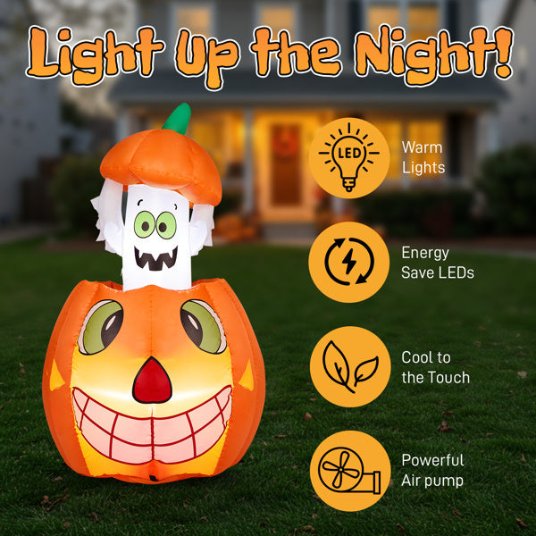 2.8ft Animated Pumpkin Ghost Inflatable