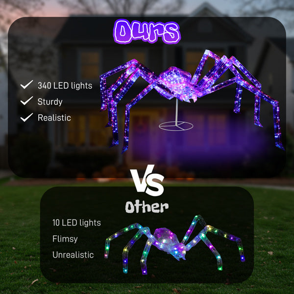 3ft Prism Spider, Illusion, 340 Purple Copper Wire Light, 4.5V 3.6W Halloween Standing Decoration US Specification