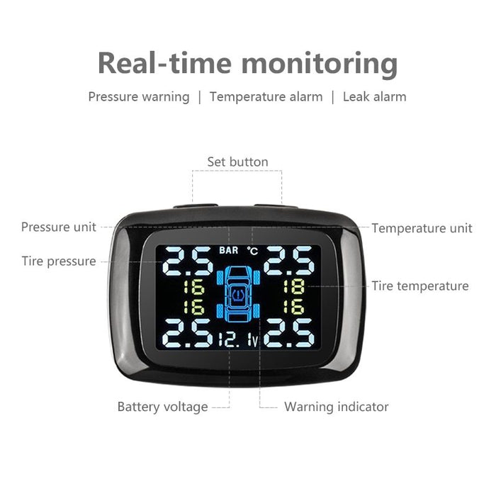 Smart Tire Pressure Monitor with USB Charger – Real-Time Safety & Power in One!