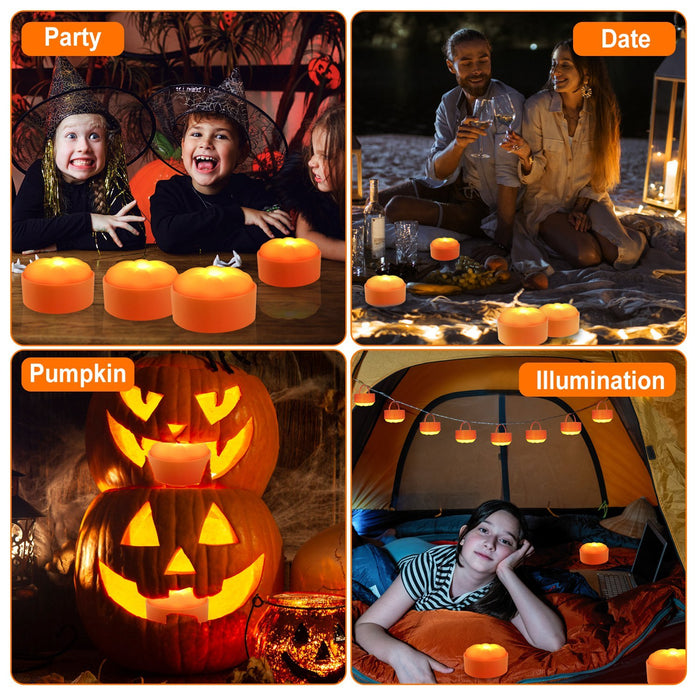4 Pack Halloween LED Pumpkin Lights Battery Operated Halloween Decoration Lights With 2 Light Modes 4 Timer Setting Remorte Control For Party Pumpkin Decor