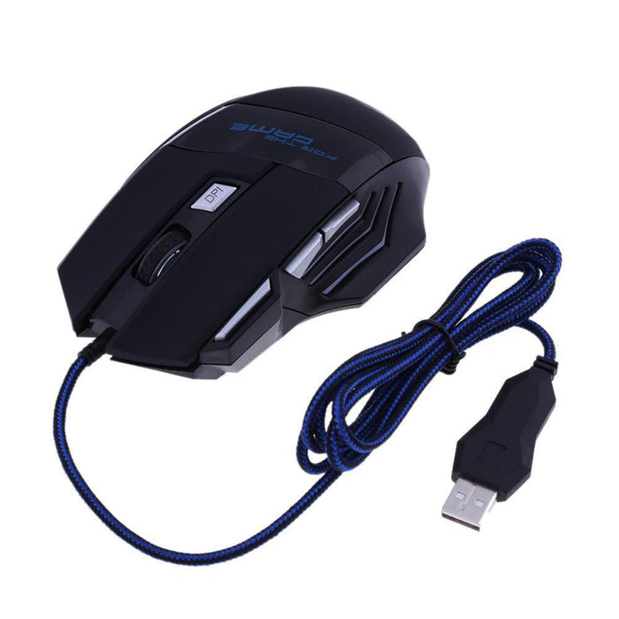 Wired Gaming Mouse 5500DPI – 7-Button RGB LED USB Optical Mouse