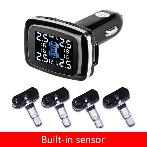 Smart Tire Pressure Monitor with USB Charger – Real-Time Safety & Power in One!