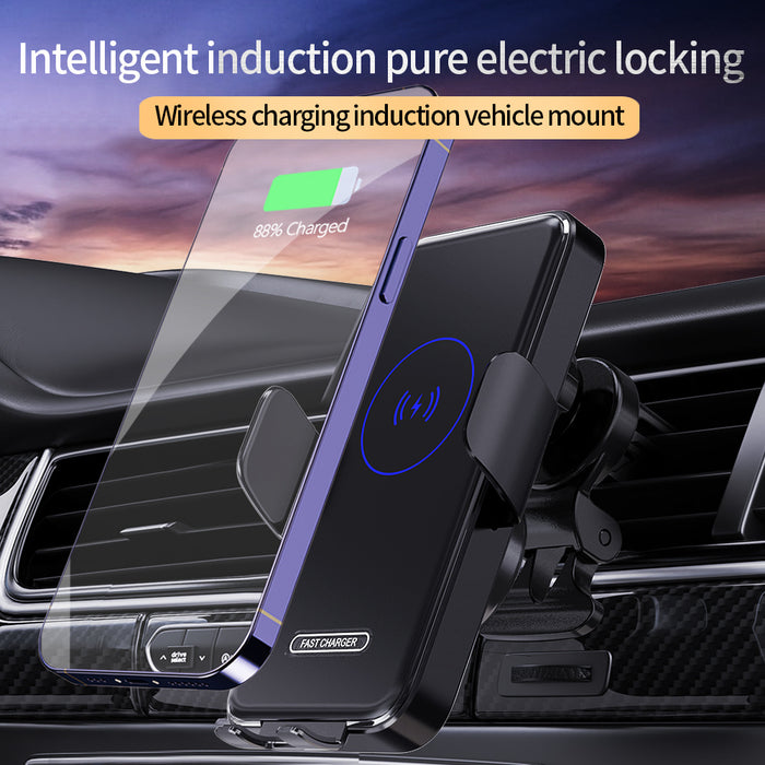 15W Wireless Car Charger & Auto Clamping Phone Mount – Fast Charging Phone Holder for Cars