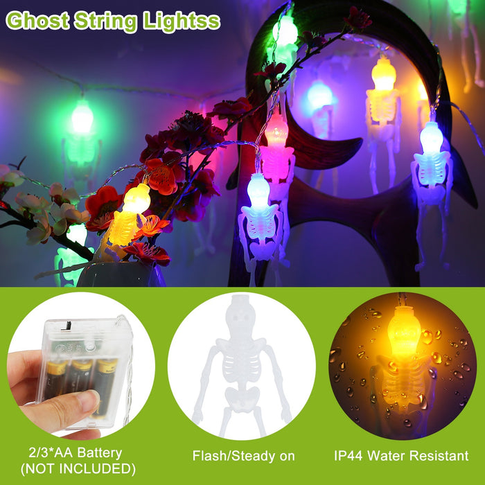 3-Pack Colorful Halloween String Lights 24ft