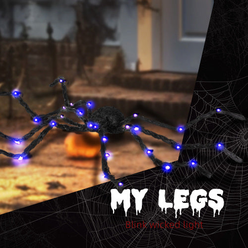 HOMCOM 3.25 Outdoor Halloween Decoration, Light-up Oversized Spider Halloween Prop With Light Up Bendable Legs