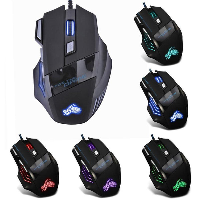 Wired Gaming Mouse 5500DPI – 7-Button RGB LED USB Optical Mouse