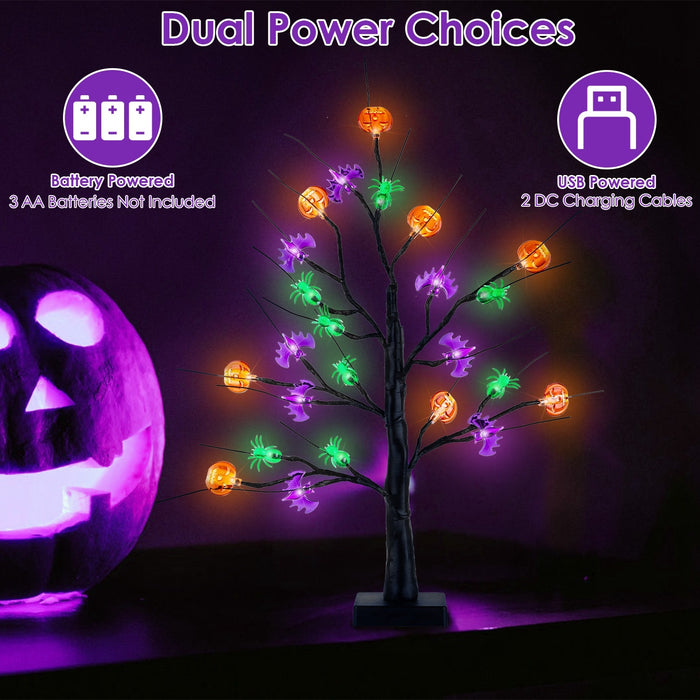 2Pack 1.97FT Lighted Halloween Trees Halloween Indoor Decorations Black Halloween Tree Lights With Timer Adjustable Twigs For Tabletop Party