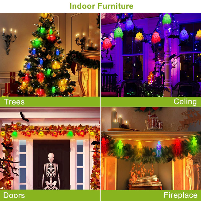 3-Pack Colorful Halloween String Lights 24ft