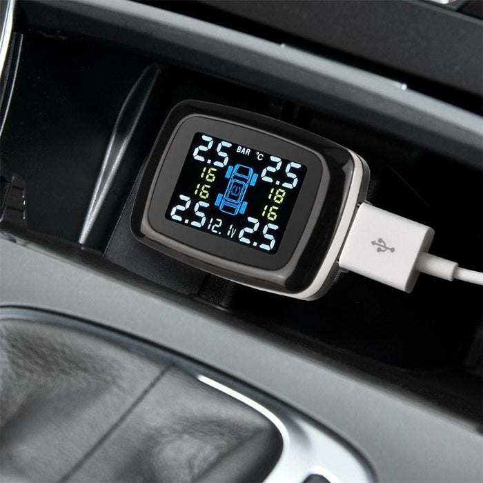 Smart Tire Pressure Monitor with USB Charger – Real-Time Safety & Power in One!