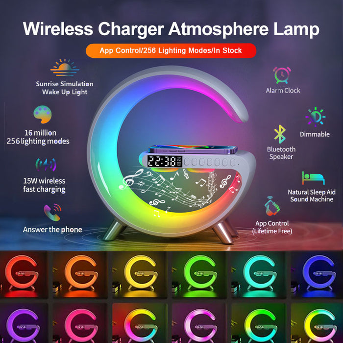 G Shaped LED Lamp Bluetooth Speake Wireless Charger Atmosphere Lamp App Control For Bedroom Home Decor