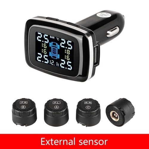 Smart Tire Pressure Monitor with USB Charger – Real-Time Safety & Power in One!