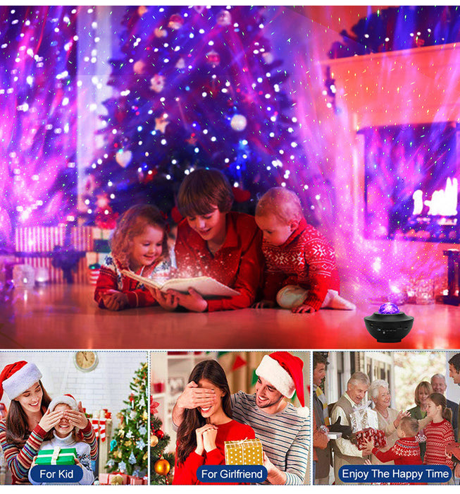USB Starlight Music Projector – 360° Rotating LED Starry Sky with Bluetooth & Remote Control