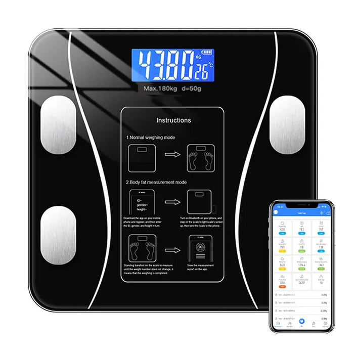 Smart Digital Body Weight Scale with Bluetooth & Backlit Display – High Precision Bathroom Scale