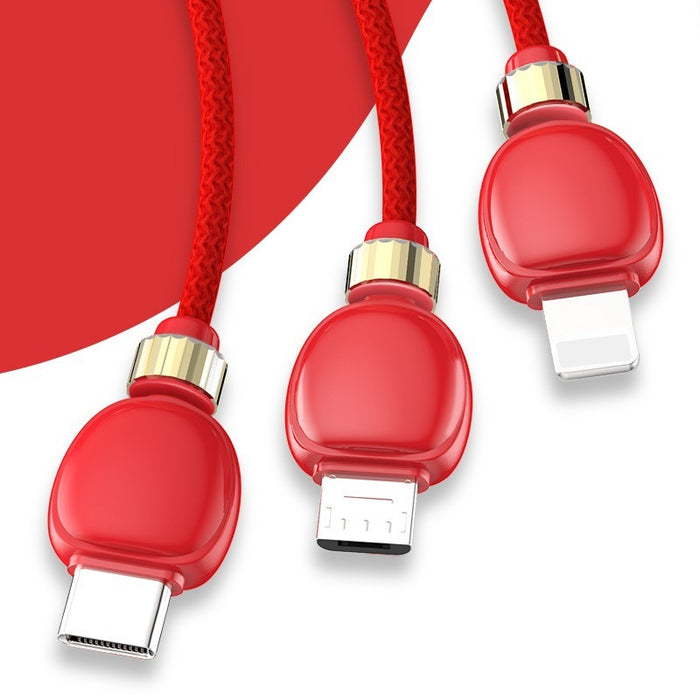 Lantern 3-in-1 Fast Charging Cable – Apple, Android & Type-C | 1.2m Durable Braided Multi-Charger