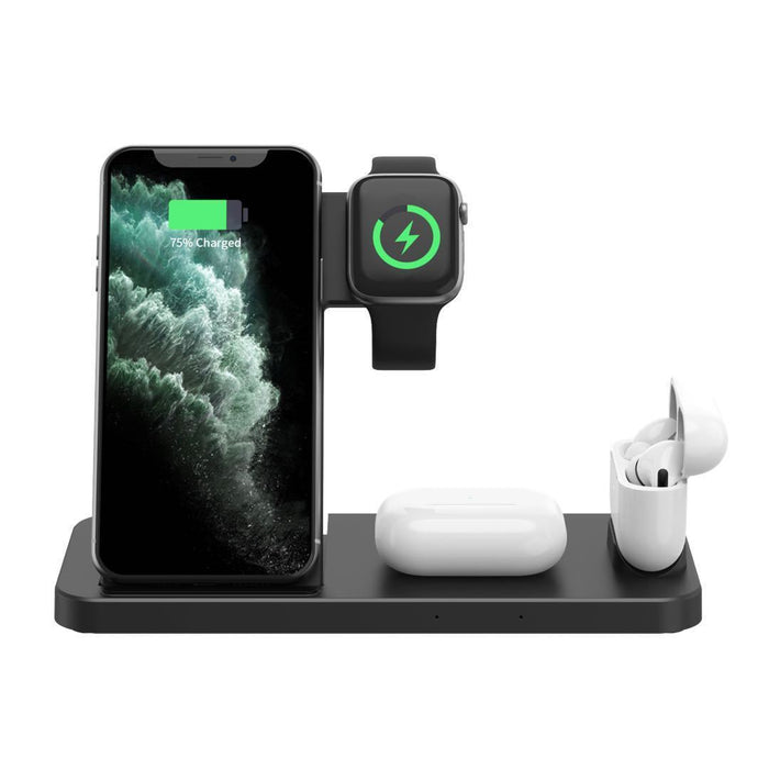 Fdgao 15W 4-in-1 Wireless Charging Station – Fast Desktop Charger for Phone, Apple Watch & AirPods