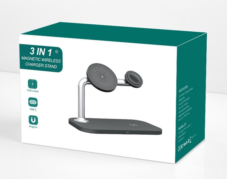 Magnetic 3-in-1 Wireless Charging Station – Fast Charge Dock for Phone, Watch & Earbuds