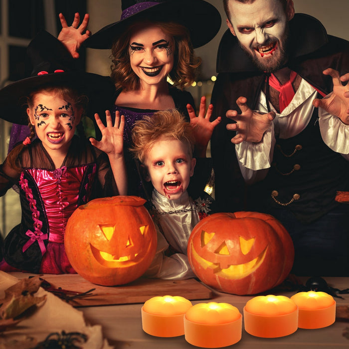 4 Pack Halloween LED Pumpkin Lights Battery Operated Halloween Decoration Lights With 2 Light Modes 4 Timer Setting Remorte Control For Party Pumpkin Decor