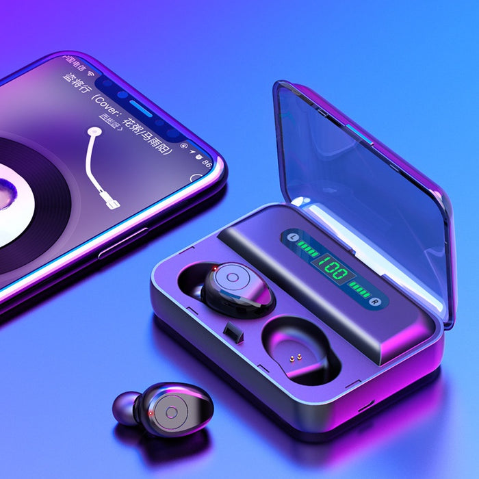 2-in-1 Bluetooth Earbuds with Charging Case & Phone Stand – Wireless & Multifunctional
