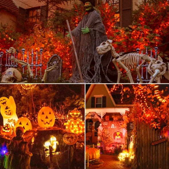 300 LED Halloween Mini String Lights, 99ft Orange Fairy Lights