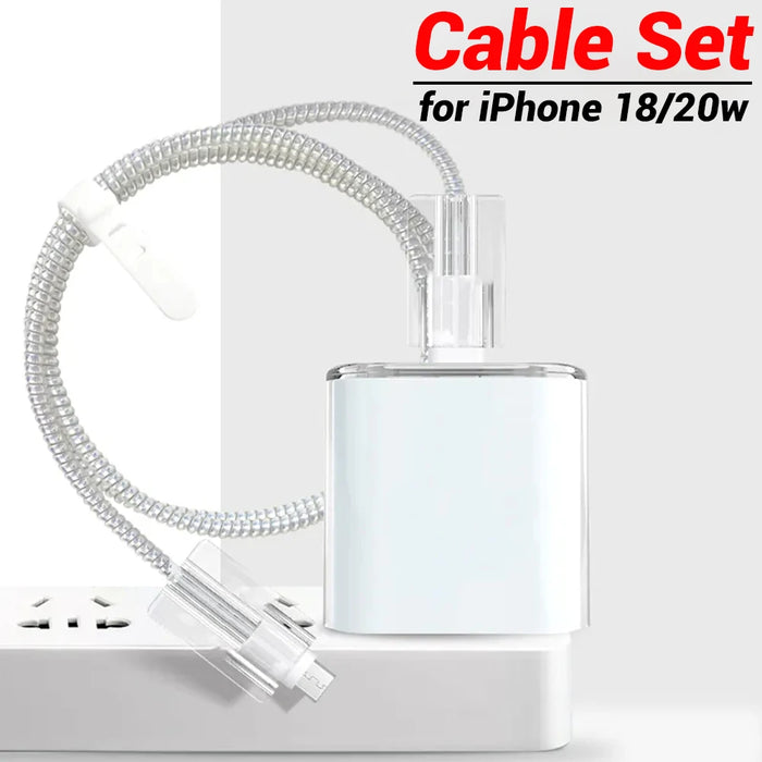 Transparent Cable Winder Protector for iPhone Chargers – Durable Anti-Bite Cord Cover