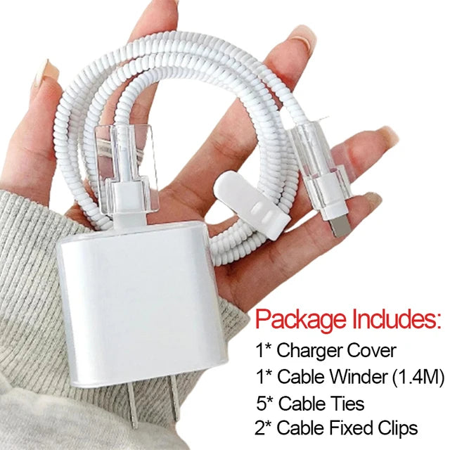 Transparent Cable Winder Protector for iPhone Chargers – Durable Anti-Bite Cord Cover