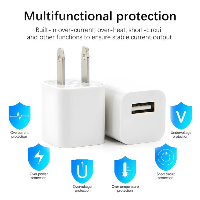 USB Wall Charger Cube Block Adapter Fast Charging For iPhone 14 13 12 11 Pro Max Mini XR XS X 8 7 6 Plus iPad Travel Accessories