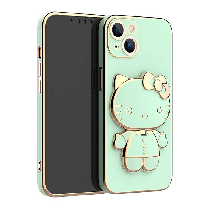 Plated Hello Kitty Phone Case with Kickstand for iPhone – Stylish and Functional