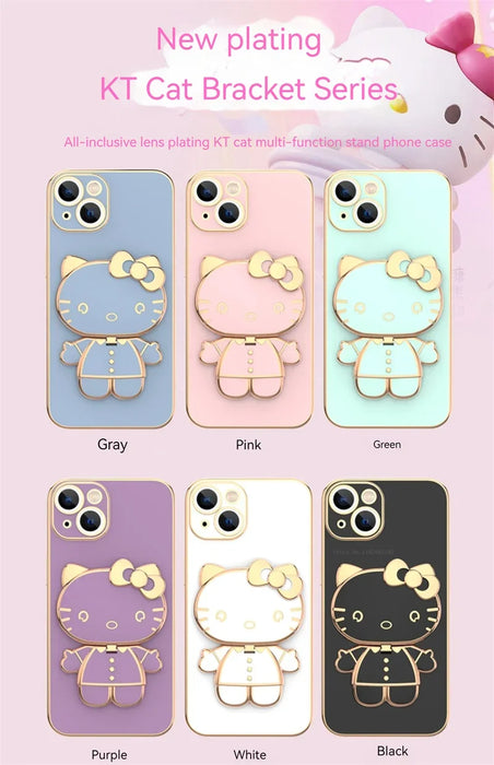 Plated Hello Kitty Phone Case with Kickstand for iPhone – Stylish and Functional