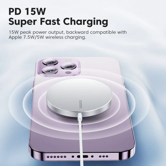 Toocki Magnetic Wireless Charger 15W – Fast & Reliable Charging for iPhone 15/14 Pro Max/Mini