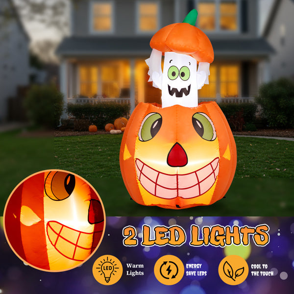 2.8ft Animated Pumpkin Ghost Inflatable