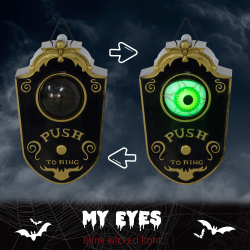 HOMCOM 7.1 Halloween Decoration, Animatronic Doorbell With Simulation Light-up Eyeball, Sound And Motion Activated Animated Prop W  Piercing Doorbell Sound
