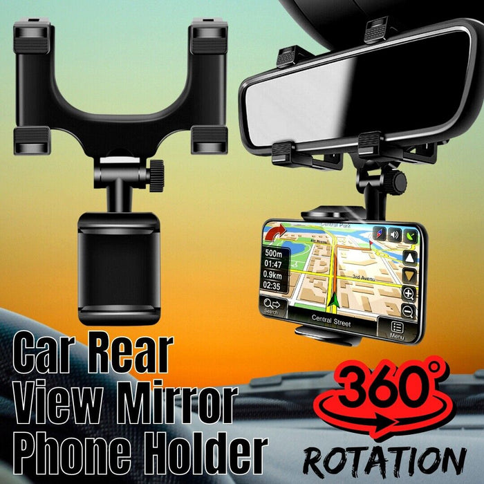 360 Rotation Car Rear View Mirror Mount Stand GPS Cell Phone Holder
