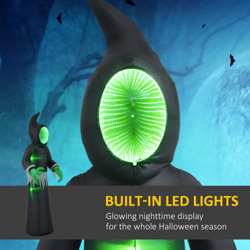 HOMCOM 8ft Inflatable Halloween Decoration Mirror Face Ghost, Blow Up Outdoor LED Yard Display, Waterproof