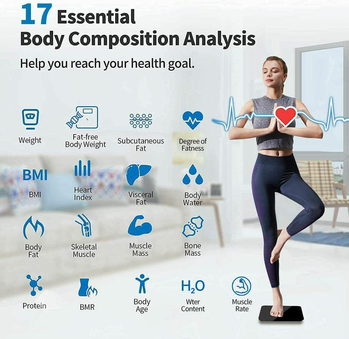 Smart Digital Body Weight Scale with Bluetooth & Backlit Display – High Precision Bathroom Scale